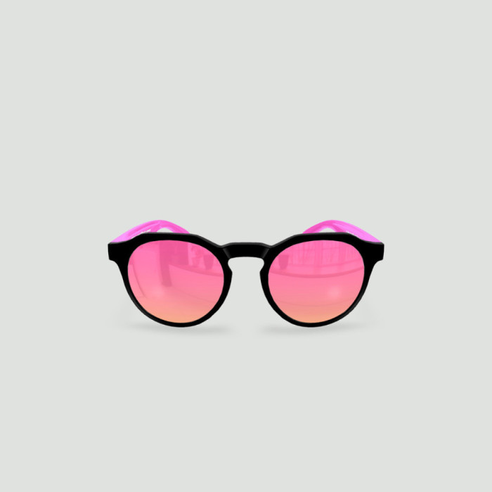 Lunettes de soleil enfant rondes - Little Columbia Noir - Verres Rose - Rose