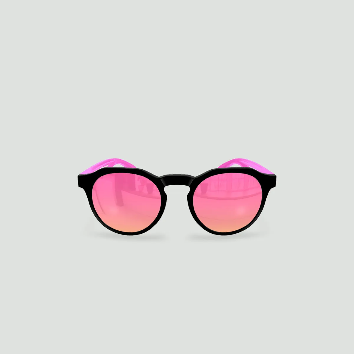 Lunettes de soleil enfant rondes - Little Columbia Noir - Verres Rose - Rose