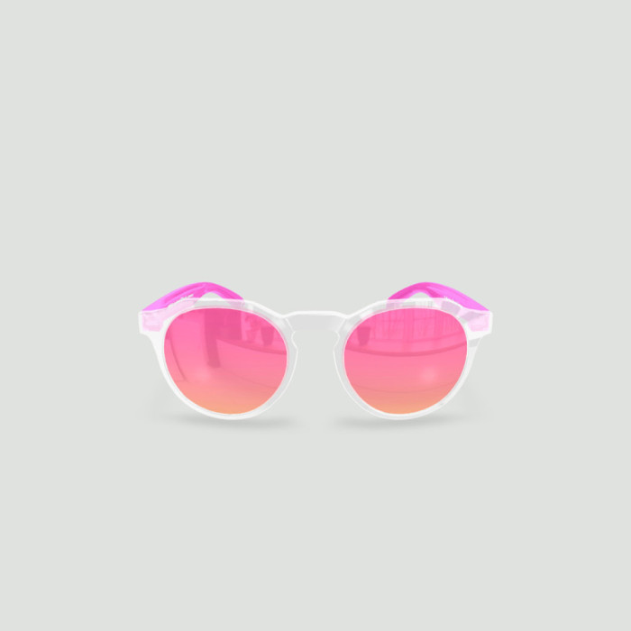 Lunettes de soleil enfant rondes - Little Columbia Transparent - Verres Rose - Rose