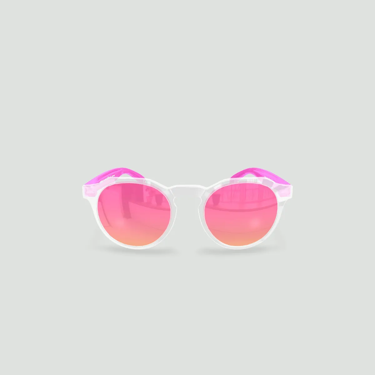 Lunettes de soleil enfant rondes - Little Columbia Transparent - Verres Rose - Rose