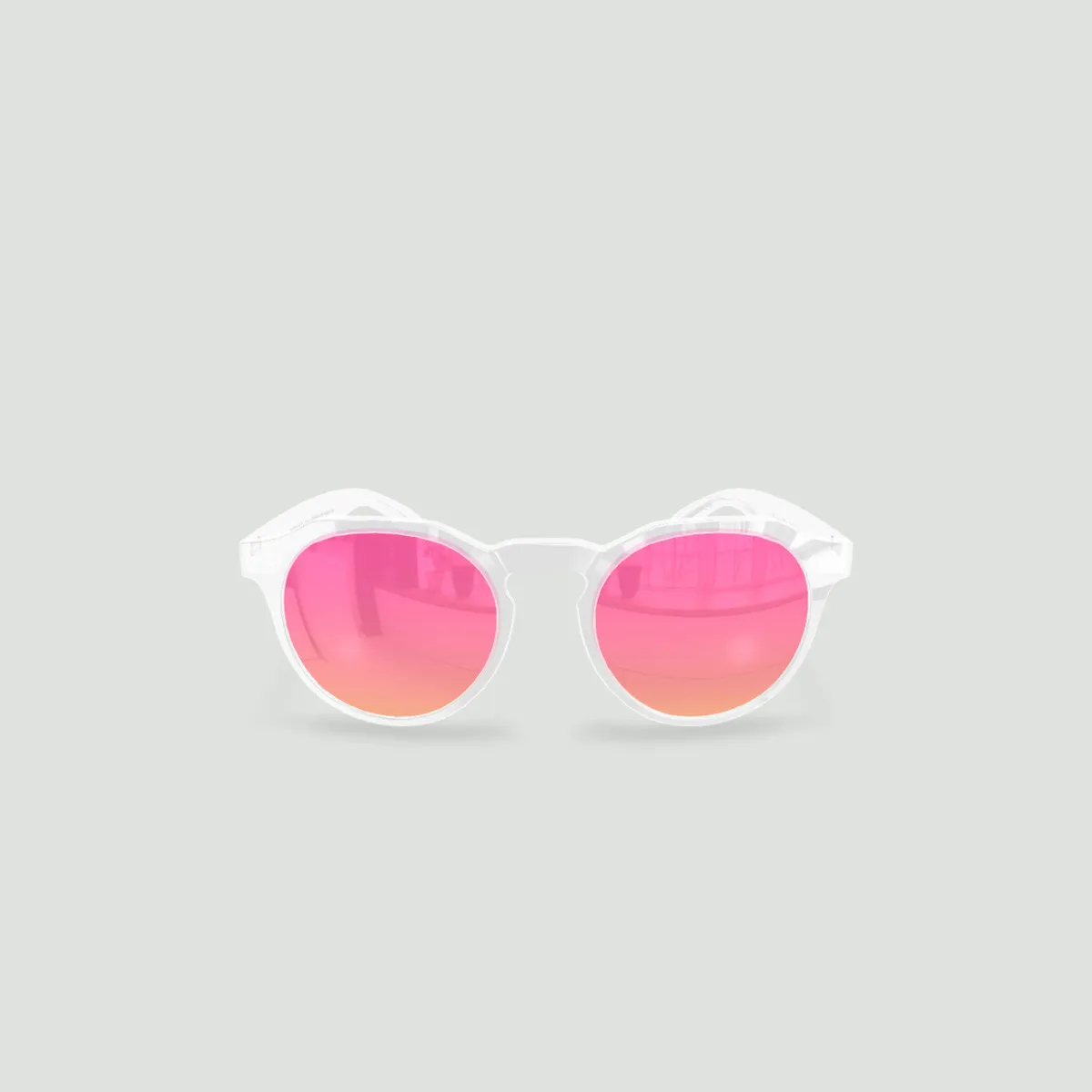 Lunettes de soleil enfant rondes - Little Columbia Transparent - Verres Rose - Transparent