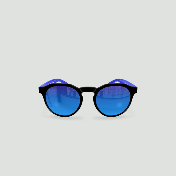 Lunettes de soleil enfant rondes - Little Columbia Noir - Verres Bleu - Bleu