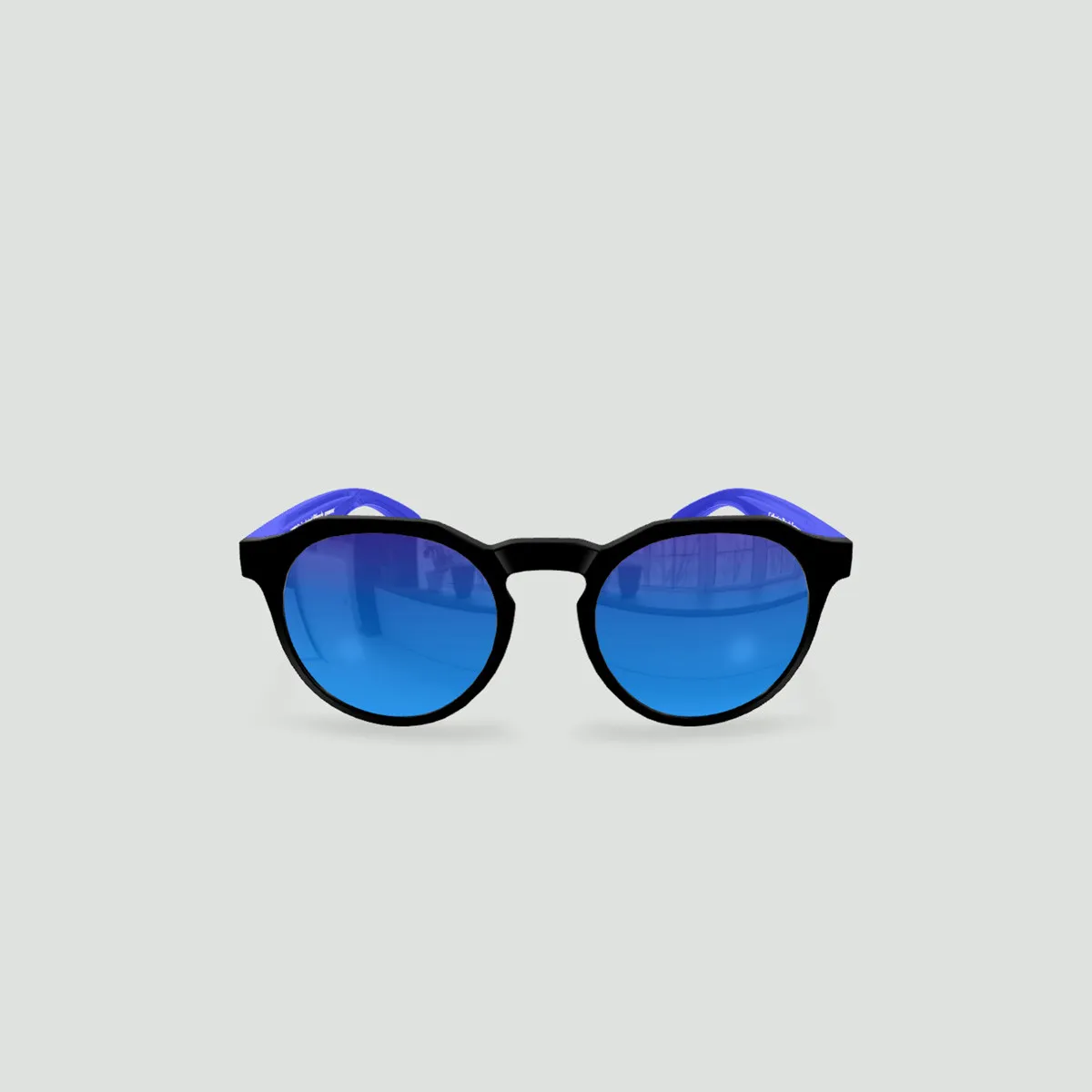 Lunettes de soleil enfant rondes - Little Columbia Noir - Verres Bleu - Bleu