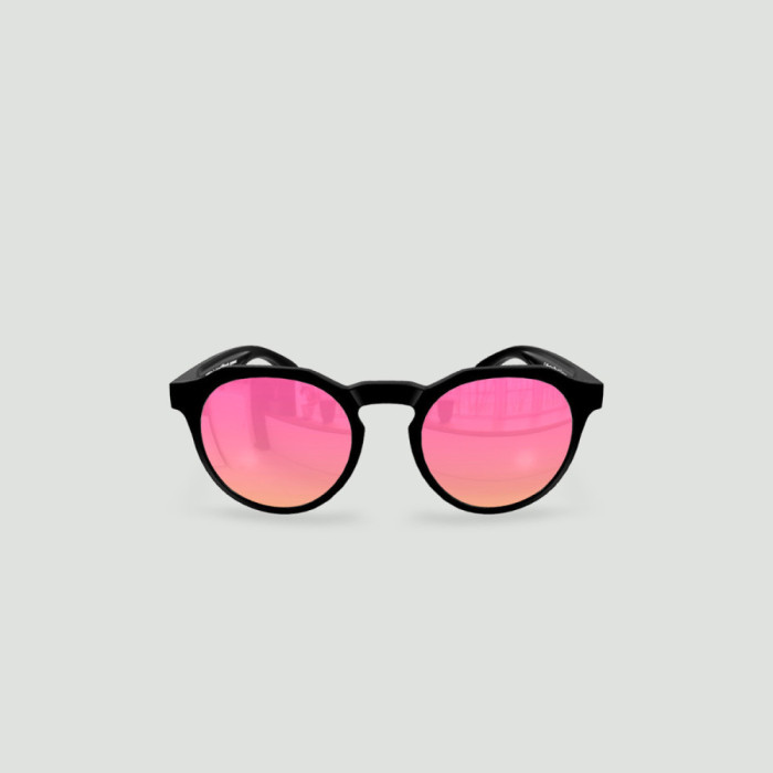 Lunettes de soleil enfant rondes - Little Columbia Noir - Verres Rose - Noir