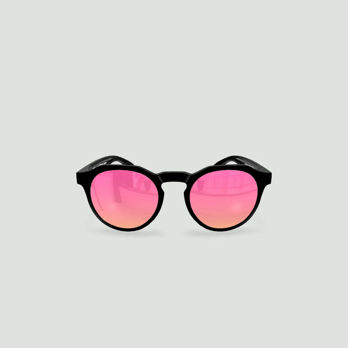 Lunettes de soleil enfant rondes - Little Columbia Noir - Verres Rose - Noir