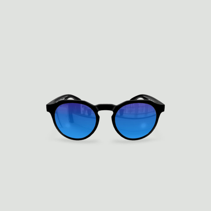 Lunettes de soleil enfant rondes - Little Columbia Noir - Verres Bleu - Noir