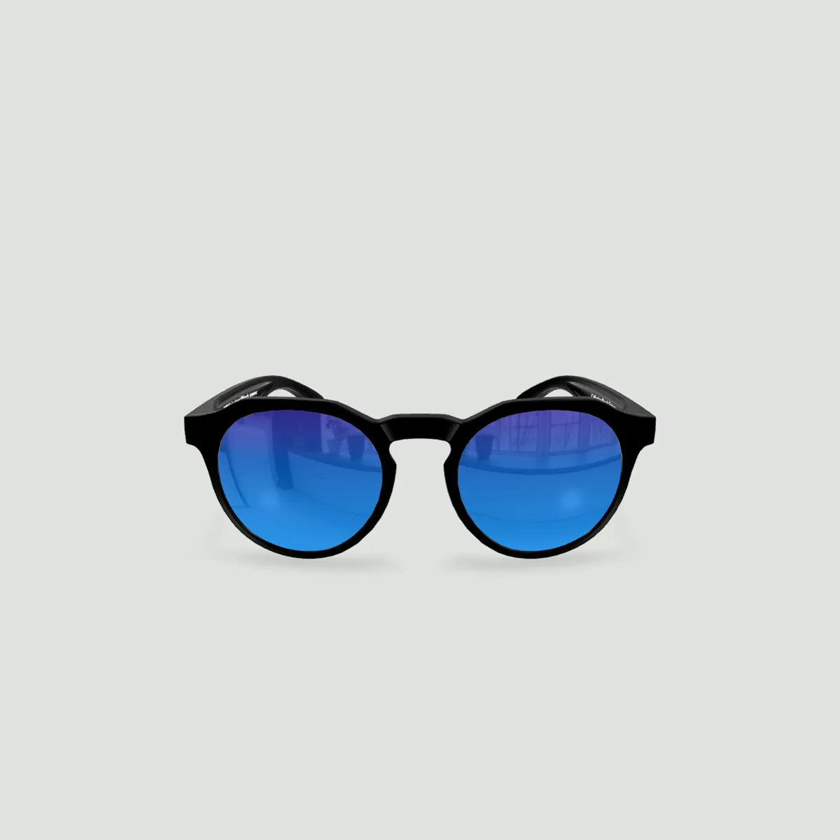 Lunettes de soleil enfant rondes - Little Columbia Noir - Verres Bleu - Noir