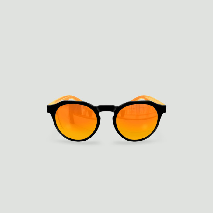 Lunettes de soleil enfant rondes - Little Columbia Noir - Verres Red Fire - Orange
