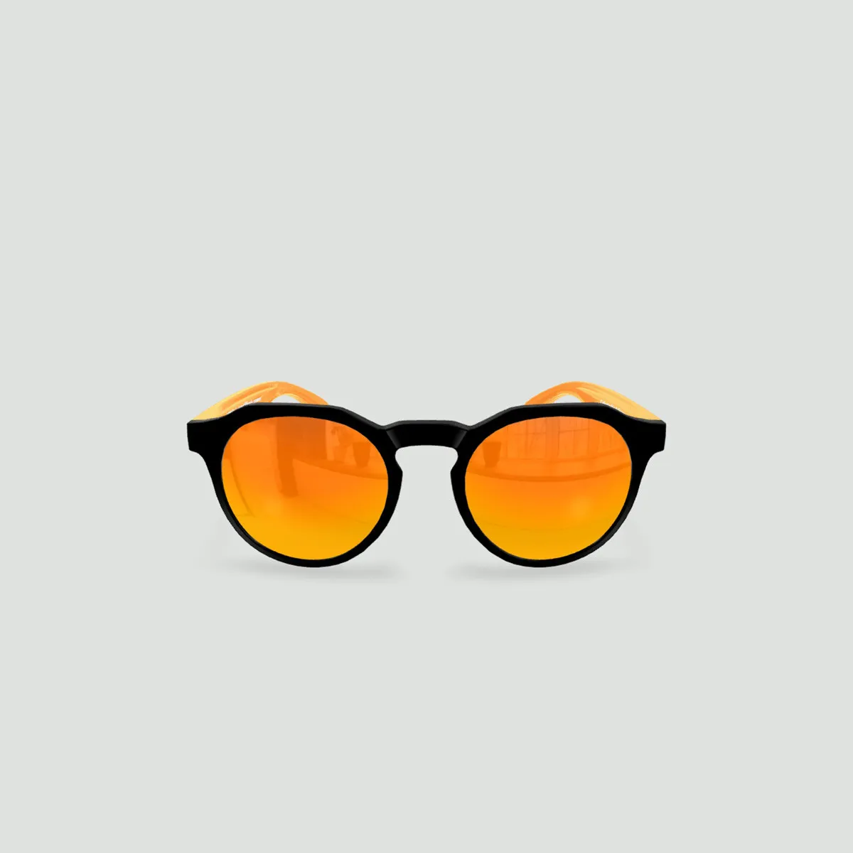 Lunettes de soleil enfant rondes - Little Columbia Noir - Verres Red Fire - Orange