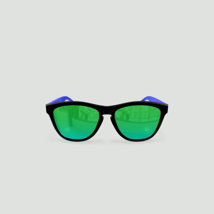 Lunettes de soleil enfant rondes - Little Original - Noir - Verres Vert - Bleu