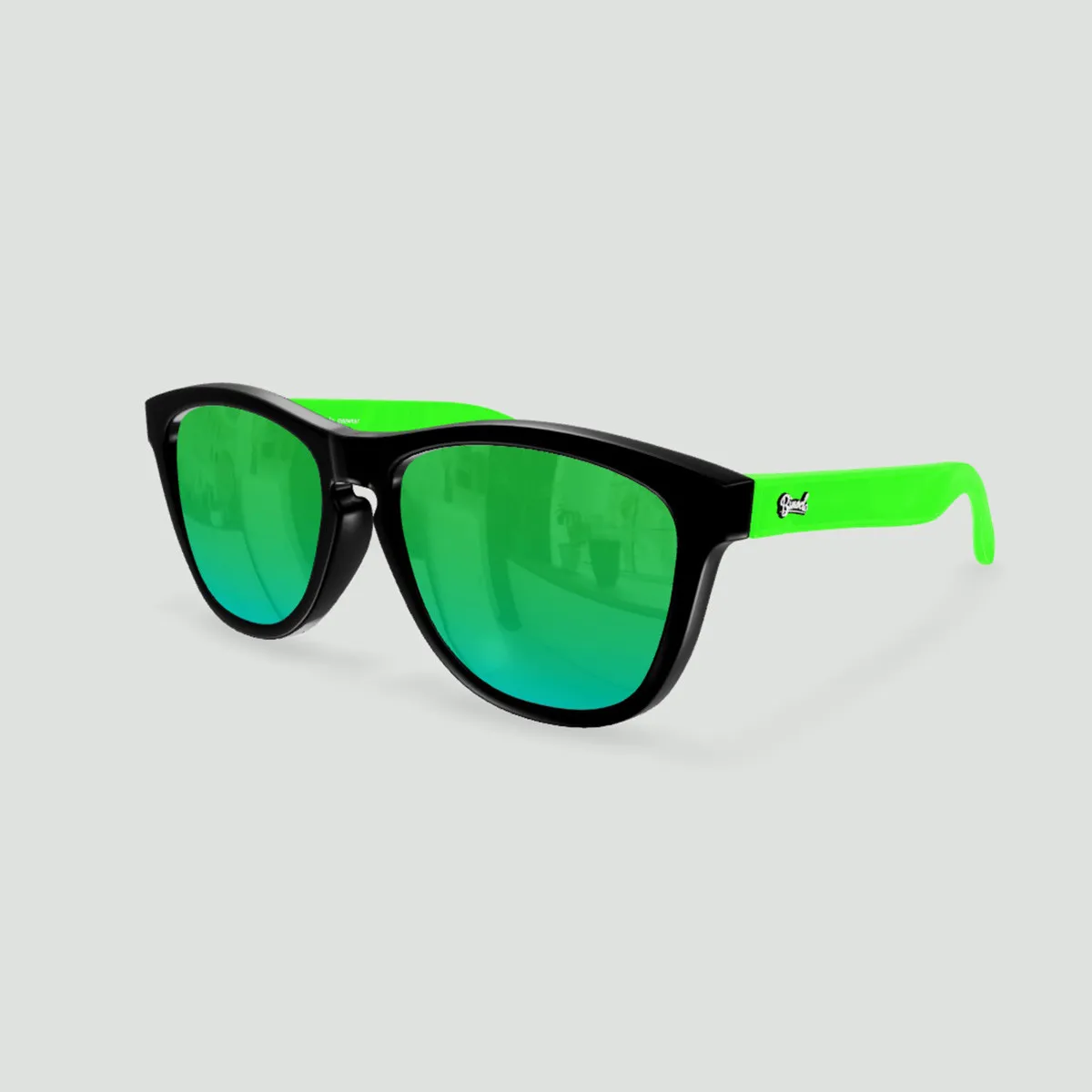 Little Original - Lunettes de soleil enfant rondes Noir / Miroir Vert-Vert
