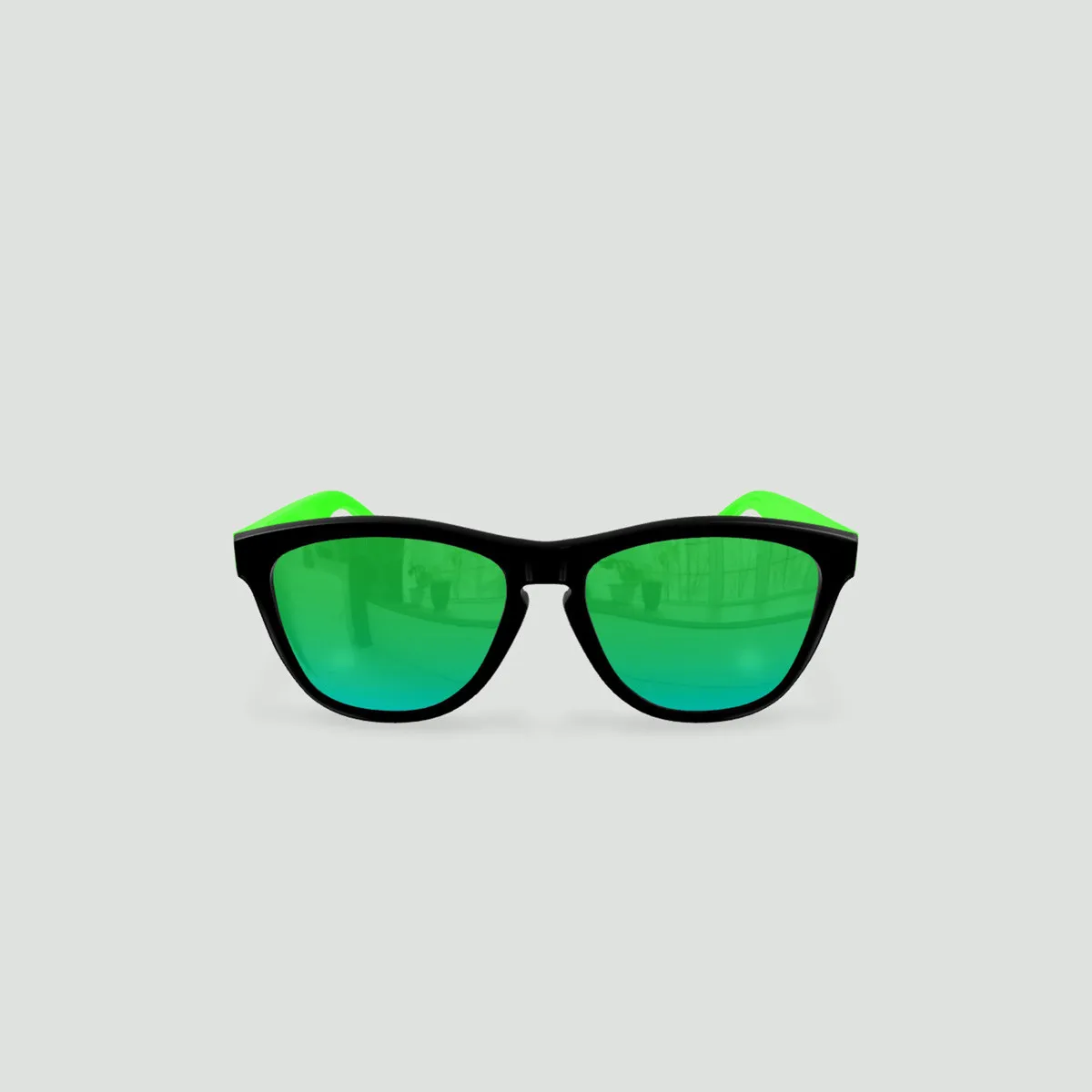 Little Original - Lunettes de soleil enfant rondes Noir / Miroir Vert-Vert