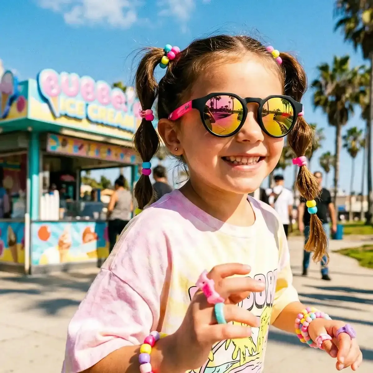 Little Columbia - Lunettes de soleil enfant rondes Transparent / Gris-Transparent