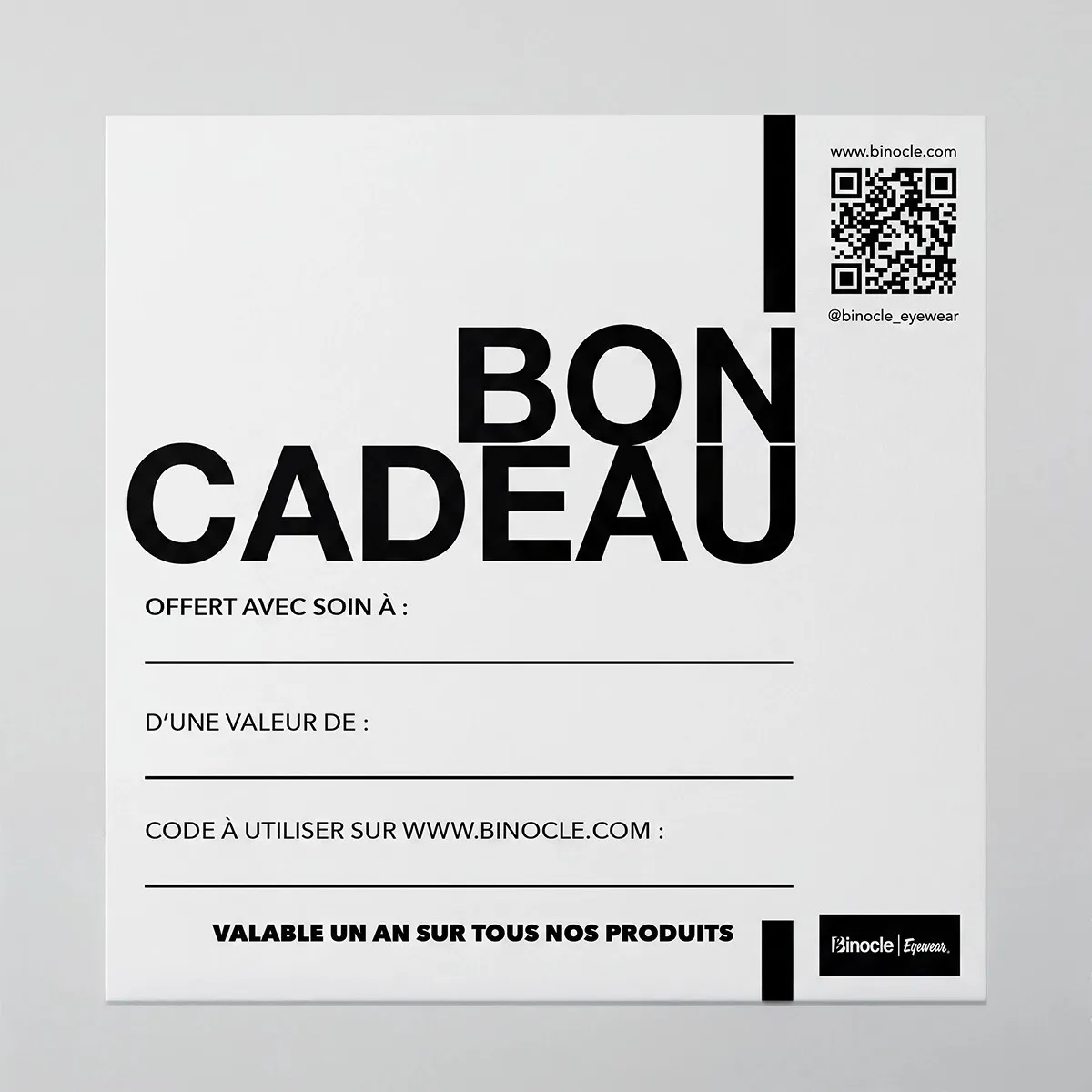 Carte Cadeau Binocle | Offrez des lunettes de soleil